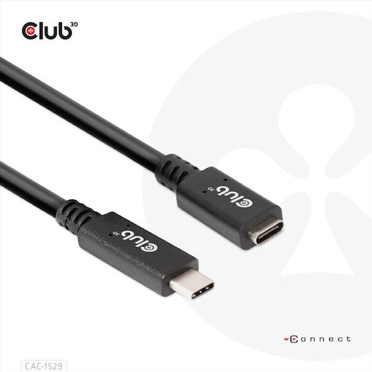 Club3D USB 3.1 Кабел USB-C мъжки - USB-C женски 60W PD Черен 2m CAC-1529