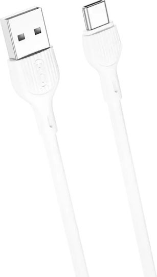 XO NB200 USB 2.0 Cable USB-C male - USB-A PD Λευκό 1m 16.005.0139