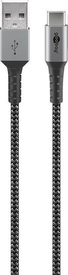 Goobay Braided USB 2.0 Cable USB-C male - USB-A 60W Gray 1m (49296)