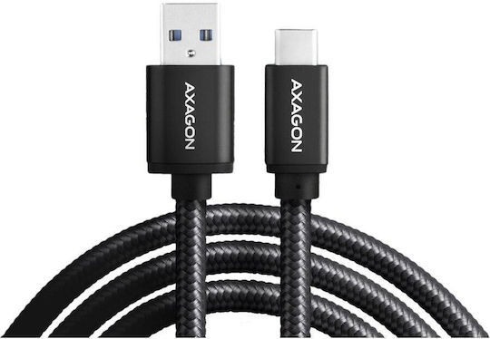 Axagon Braided USB 3.0 Cable USB-C male - USB-A Black 1.5m (BUCM3-AM15AB)