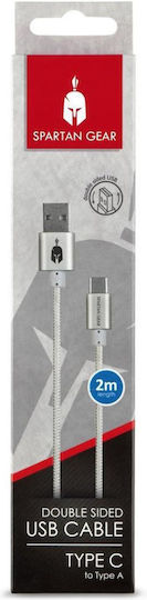 Spartan Gear Braided USB 2.0 Cable USB-C male - USB-A White 2m (SGCUSB02W)