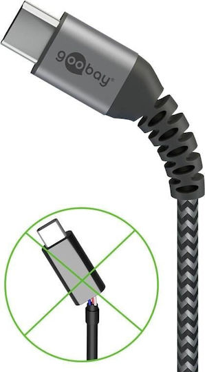 Goobay Braided USB 2.0 Cable USB-C male - USB-A 60W Gray 1m (49296)