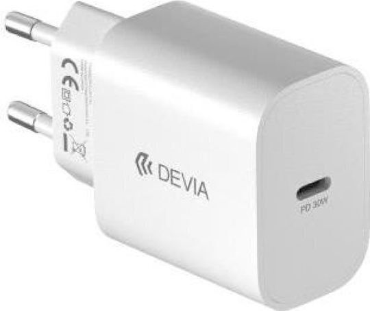 Devia Cablu USB 2.0 USB-C Masculin - USB-A Alb 2m DVCB-312038