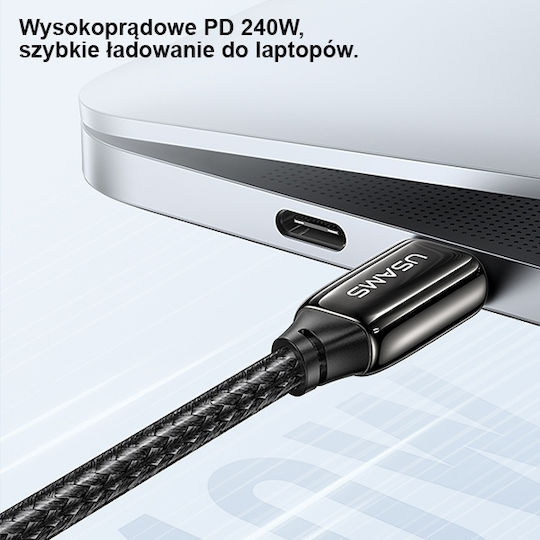 Usams US-SJ581 Braided USB 2.0 Cable USB-C male - USB-C 240W PD Μαύρο 2m SJ581USB01