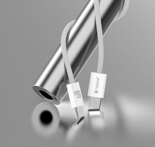 Celebrat U600 Braided USB 2.0 Cable USB-C male - USB-C 60W Λευκό 1m 112612
