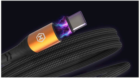Hammer Magnetic / Braided USB 2.0 Cable USB-C male - USB-C 100W Black 1m (AKC001410)