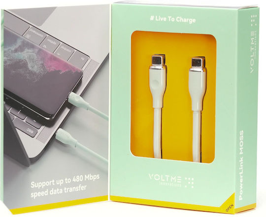 Voltme USB 2.0 Cable USB-C male - USB-C 100W PD Πράσινο 1.8m C2039