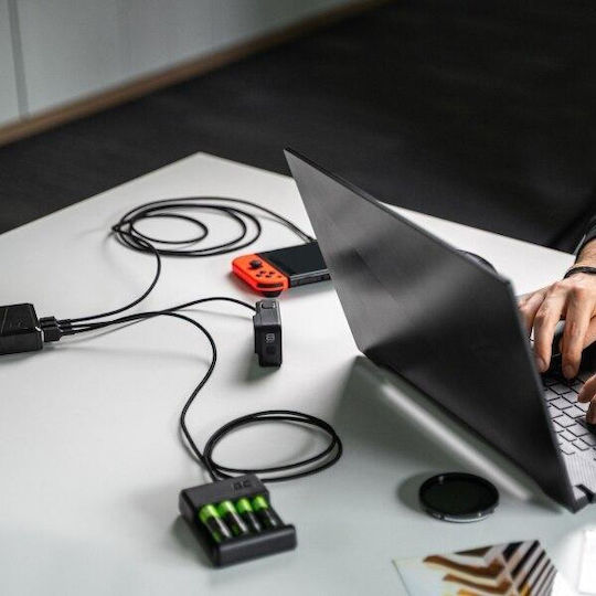 Green Cell PowerStream Braided USB 2.0 Cable USB-C male - USB-A Μαύρο 1.2m KABGC22