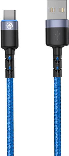 Tellur Cablu USB 2.0 Braided LED USB-C Masculin - USB-C Albastru 1.2m TLL155344