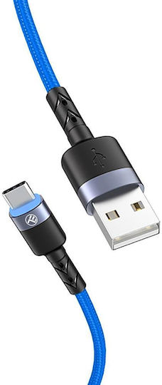 Tellur Cablu USB 2.0 Braided LED USB-C Masculin - USB-C Albastru 1.2m TLL155344