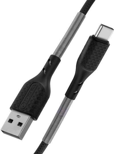 Forcell Carbon Braided USB 2.0 Cable USB-C male - USB-A 18W Μαύρο 1m FOCB-152344