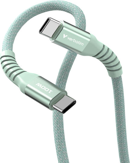 Verbatim Braided / Magnetic / Spiral USB 2.0 Cable USB-C Male - USB-C 100W PD Green 1.2m 31855
