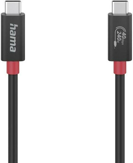 HAMA USB 4 Видео Кабел USB-C Мъжки - USB-C 240W Захранване PD Черен 1м 00200779