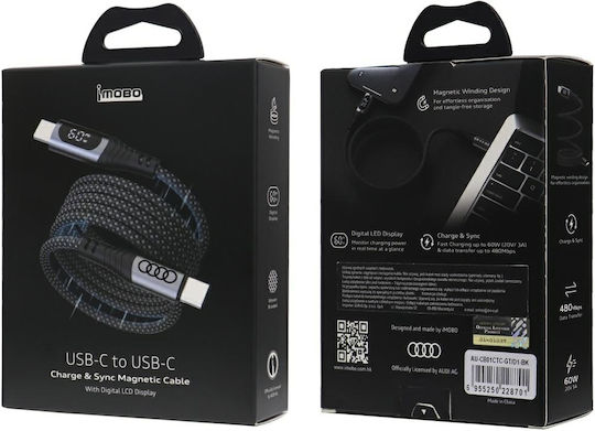 Audi Regular USB 2.0 Cablu USB-C bărbătesc - USB-C 60W Negru