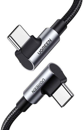 Ugreen US335 Ъглов (90°) / Плетен USB 2.0 Кабел USB-C Мъжки - USB-C 100W PD Лилав 2m 70698