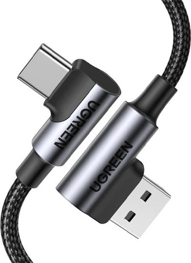 Ugreen US176 Angle (90°) / Braided USB 2.0 Cable USB-C Male - USB-A 18W Gray 1m 20856