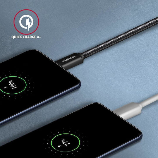 Axagon Braided USB 3.2 Cable USB-C male - USB-C 60W PD Μαύρο 3m BUCM3-CM30AB