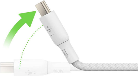 Belkin Braided USB 2.0 Cable USB-C Male - USB-C 100W PD White 2m CAB014BT2MWH