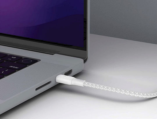 Belkin Braided USB 2.0 Cable USB-C Male - USB-C 100W PD White 2m CAB014BT2MWH