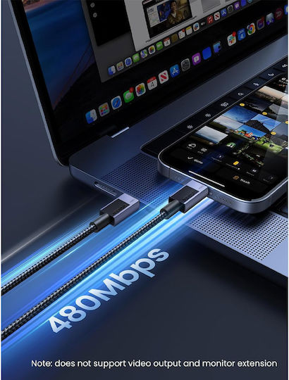 Ugreen USB 2.0 Cable USB-C male - USB-C 240W Γκρι 2m 45068