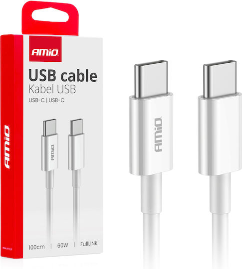 Data Charging Cable Usb Type-c To Usb Type-c 60w A 100cm Fulllink Amio White