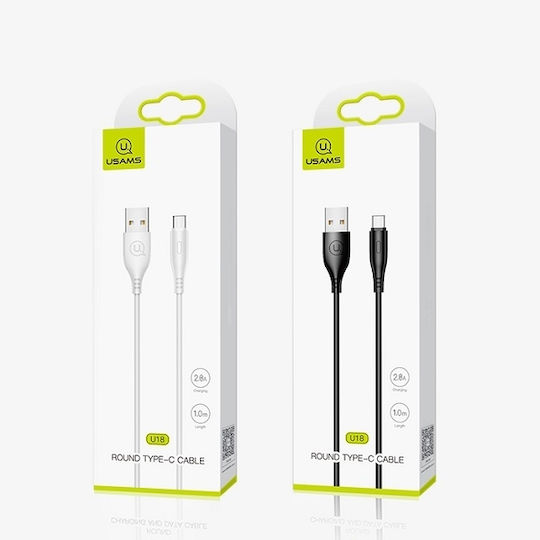 Usams US-SJ267 USB 2.0 Cable USB-C Male - USB-A 10W White 1m SJ267USB02
