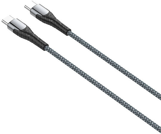 Ldnio LC101 Braided USB 2.0 Cable USB-C Male - USB-C 60W PD Gray 1m