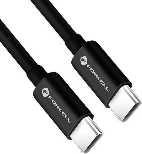 Forcell C338 USB 2.0 Cable USB-C male - USB-C 60W Μαύρο 0.25m