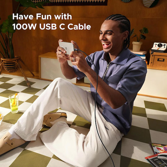Ugreen LED USB 2.0 Cable USB-C male - USB-C 100W PD Μαύρο 2m 35512