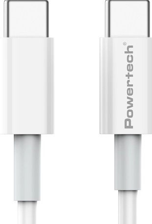 Powertech USB 2.0 Cable USB-C Male - USB-C 65W PD White 1m