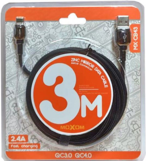 Moxom MX-CB43 Braided USB 2.0 Cable USB-C male - USB-A Black 3m