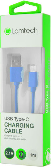 Lamtech USB 2.0 Cable USB-C male - USB-A 18W Μπλε 1m LAM446803