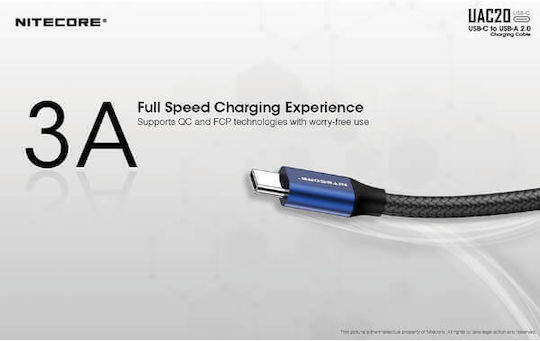 NiteCore UAC20 Geflochten USB 2.0 Kabel USB-C männlich - USB-A Blau 1m (9060100848)