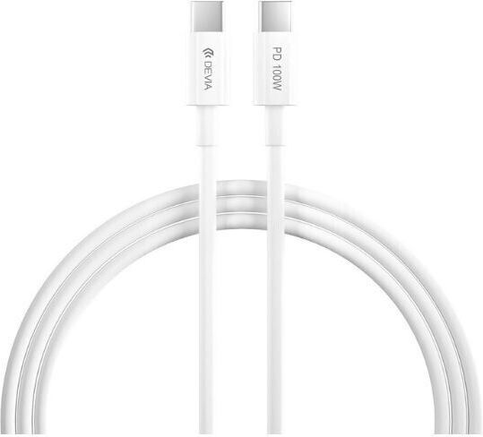 Devia EC317 USB 2.0 Cable USB-C Male - USB-C 100W PD White 1.5m