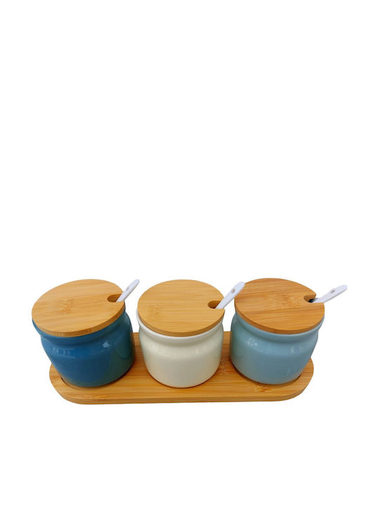 Porcelain Dessert Divided Serving Plate Set 3 Multicolour