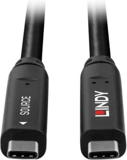 Lindy USB 3.2 Video Cable USB-C male - USB-C 60W PD Μαύρο 10m 43333