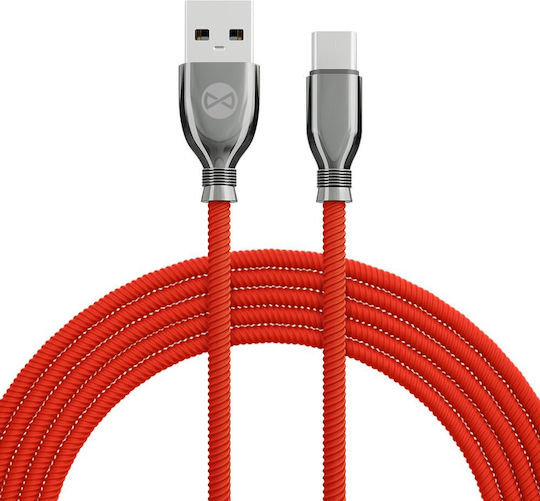 Forever Braided USB 2.0 Cable USB-C Male to USB-A Red 1m