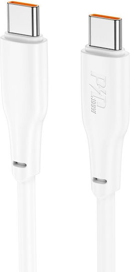 Hoco USB 2.0 Kabel USB-C Männlich - USB-C 100W PD Weiß 2m X93