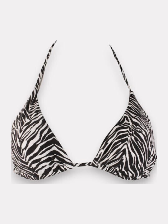 Set Bikini Τριγωνάκι με Αφαιρούμενη Ενίσχυση & Brazil Animal Print Μαύρο - Λευκό