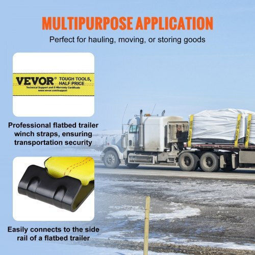 Vevor Winch Straps 4" X 30' 6000 Lbs Load Capacity 18000 Lbs Break Strength Truck Straps Flat Hook Flatbed Tie Downs Cargo Control Trailers Farms Rescues Tree Saver Yellow 10 Pack