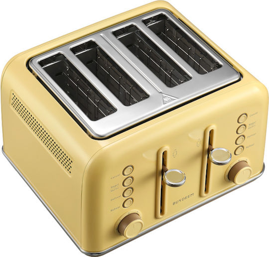 Buydeem Toaster 4 Slots 1800W Yellow