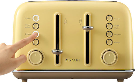 Buydeem Toaster 4 Slots 1800W Yellow