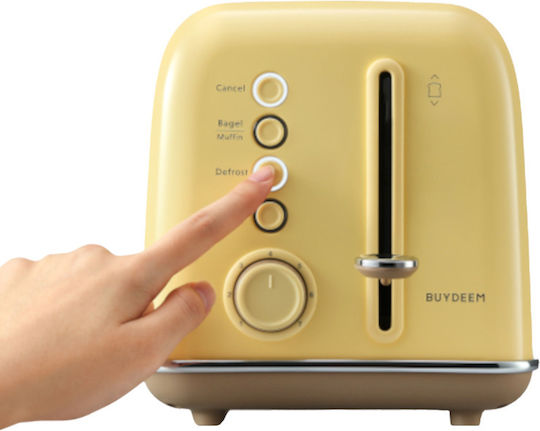 Buydeem Prăjitor de pâine 2 sloturi 900W Galben