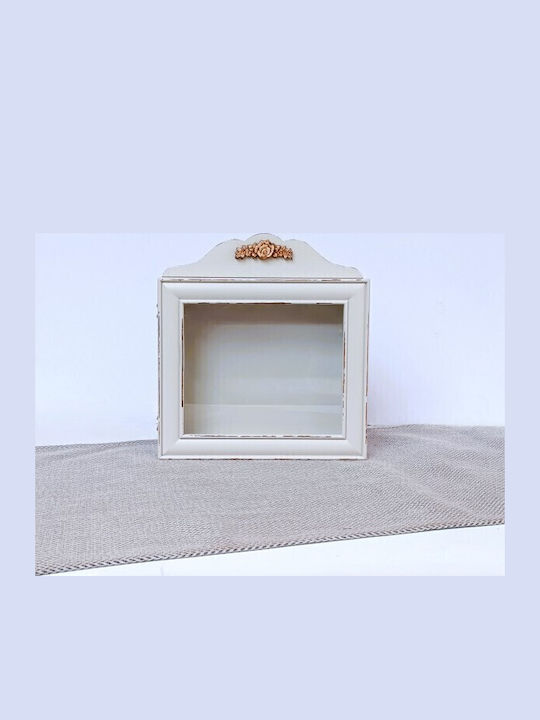 Korres Craft Flowers Cottage Tabletop Rectangle Wedding Crown Case Wooden White 29x30cm