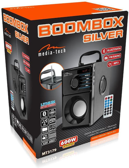 Media-Tech Boombox BT Bluetooth Speaker 15W with Radio and Battery Life up to 6 hours Black
