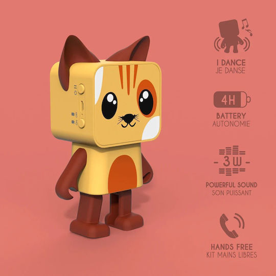 Mob Dancing Animals Cat Ηχείο Bluetooth 3W με Διάρκεια Μπαταρίας έως 4 ώρες Καφέ