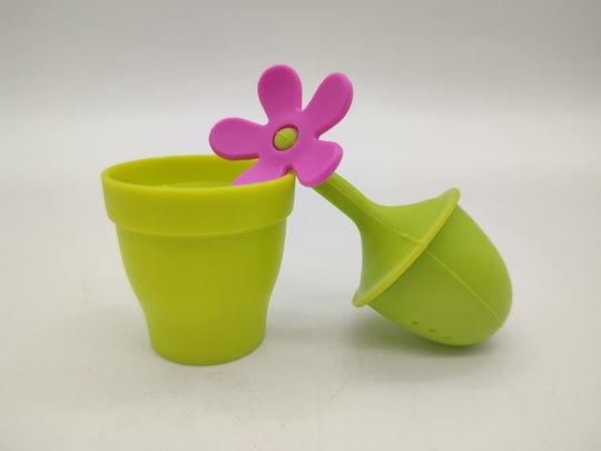 Tea Filter Flower Pot Flower Silicone 11cm Pink Faceted