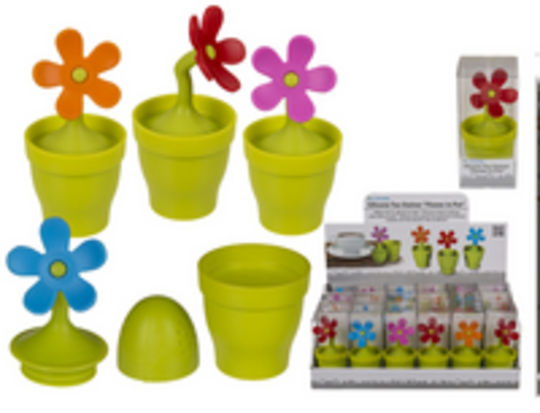 Tea Filter Flower Pot Flower Silicone 11cm Pink Faceted