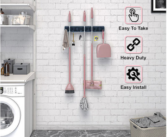 Multi-Hanger Organizer 5 Poles 6 Folding Hooks Gray Blue 46.5x6.5x7cm Plastic