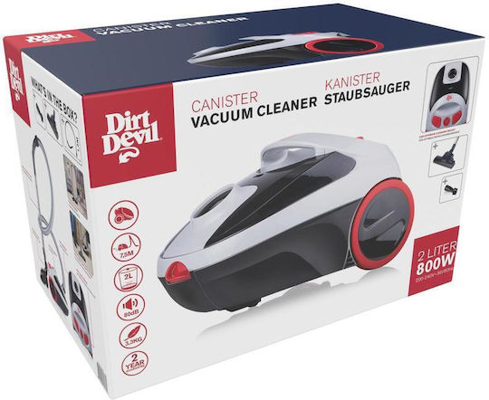 Dirt Devil DD2001 Ηλεκτρική Σκούπα 800W με Κάδο 2lt Λευκή